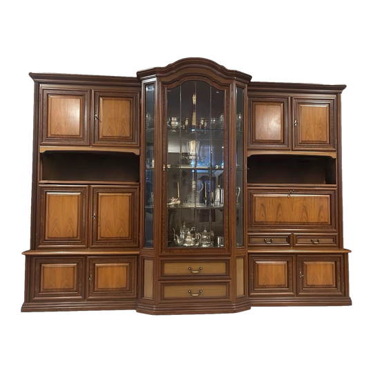 Vintage Italian Maronese Wall Unit & Glass Display Cabinet