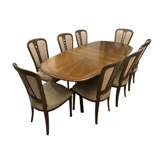 Vintage Italian Maronese Italian Style Dining Table & Chairs – Traditional European Timber Dining Suite