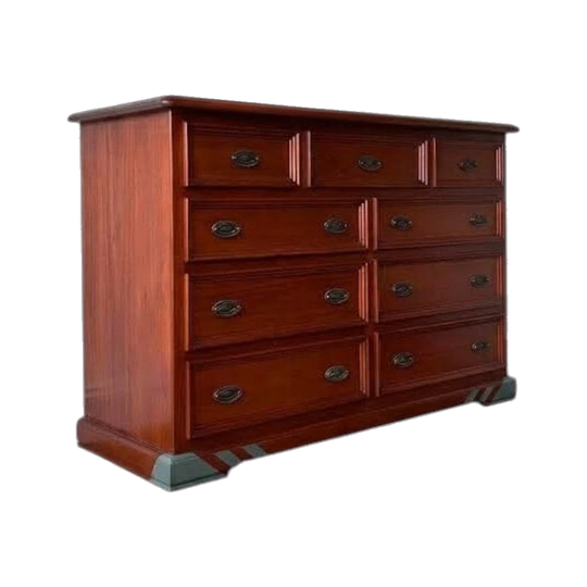 Farmhouse french striped lowboy dresser