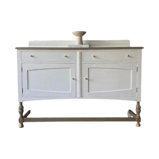 ANTIQUE FARMHOUSE OAK TIMBER WHITE SIDEBOARD
