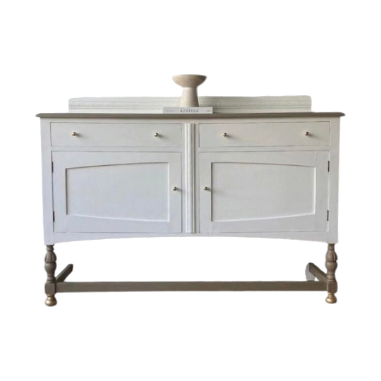 ANTIQUE FARMHOUSE OAK TIMBER WHITE SIDEBOARD