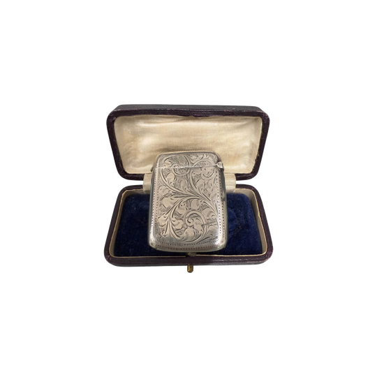 Victorian Sterling Silver Vesta Case With Match Striker
