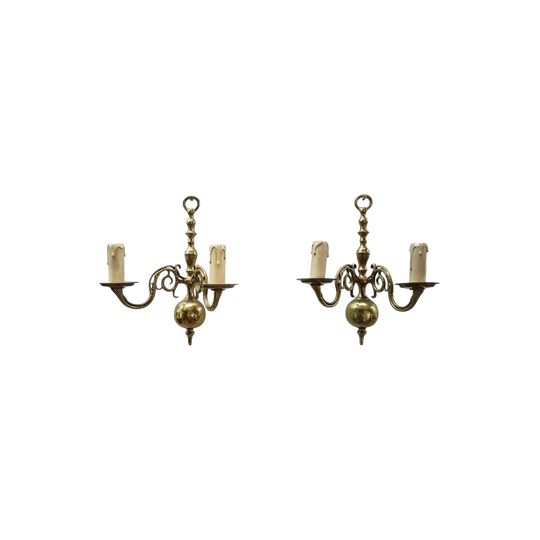 Set of Four Elegant Brass Flemish Wall Sconces