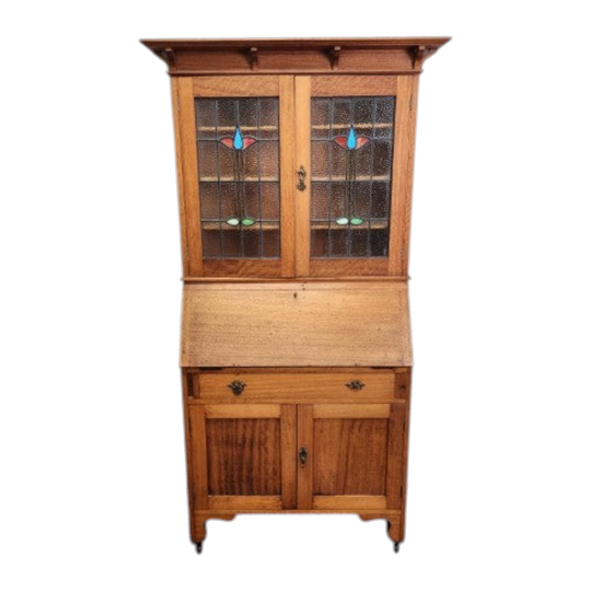 Antique Arts & Crafts Secretaire Cabinet with Drop Down Front Desk