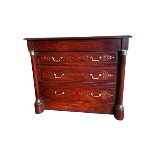 Antique European Brass Inlay Masterpiece cabinet sideboard hall stand hallway