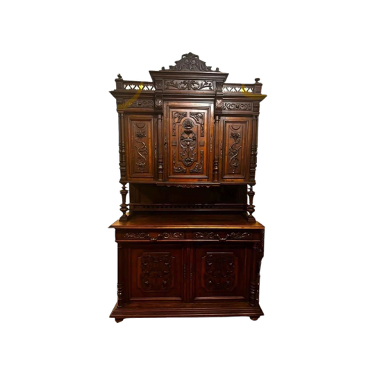 Antique Henry II wall unit sideboard buffet 1800s excellent condition