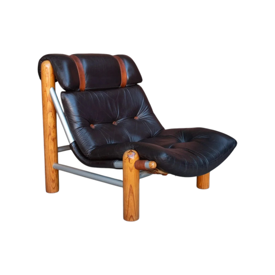 Robert Dunlop Studio Line Squatter’s Chair – Mid-Century Campaign Lounge Chair