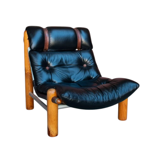 Robert Dunlop Studio Line Squatter’s Chair – Mid-Century Campaign Lounge Chair