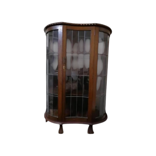 Large vintage kidney shape crystal display cabinet