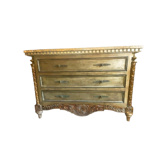 Baroque antique marble top chest of drawers hall stand Morocco  style