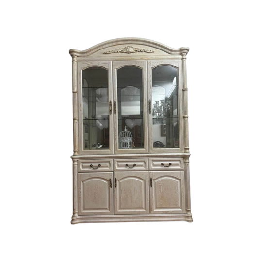 Antique white wall Unit buffet sideboard display cabinet