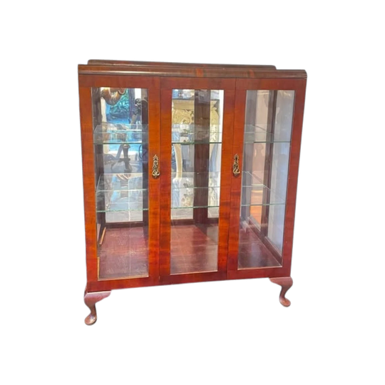Art Deco Glass Display Cabinet | Solid Timber | Collectors Cabinet