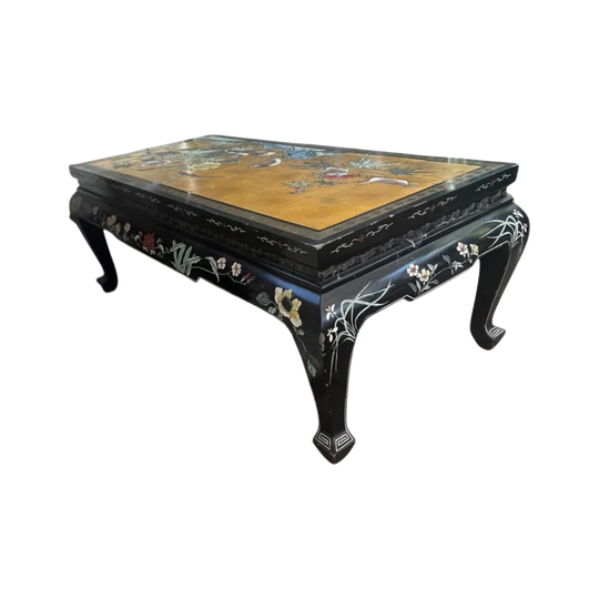 115x58x43h cm Red Lantern Oriental Wood Gold Leaf Coffee Table French Chinese