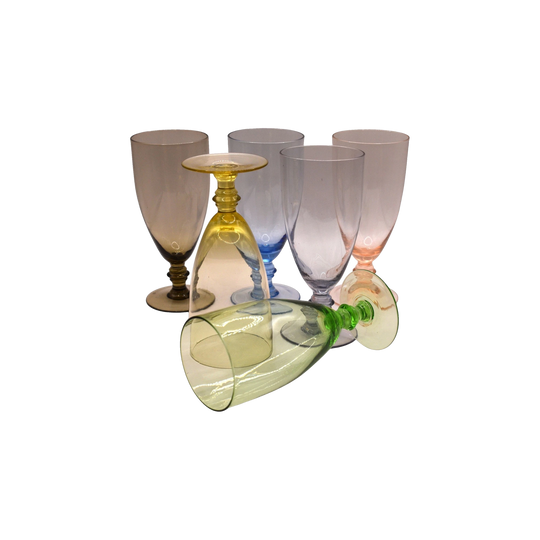 Vintage Mid-Century Pastel Harlequin Goblets – Set of 6
