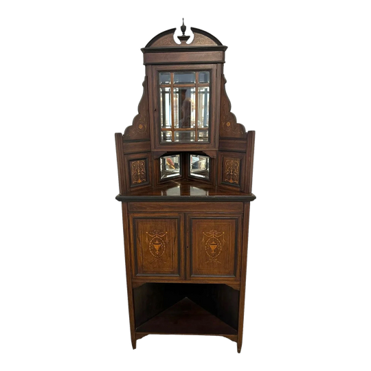 Antique 19th Century Inlaid Mahogany Corner Cabinet