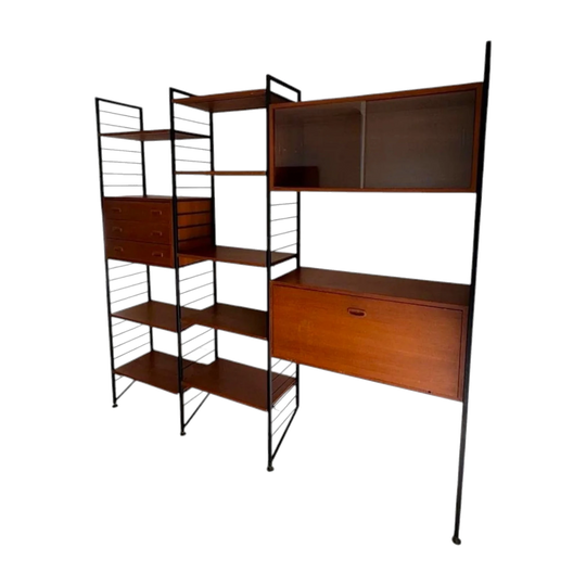 Vintage Ladderax 3 Bay Modular Shelving Unit