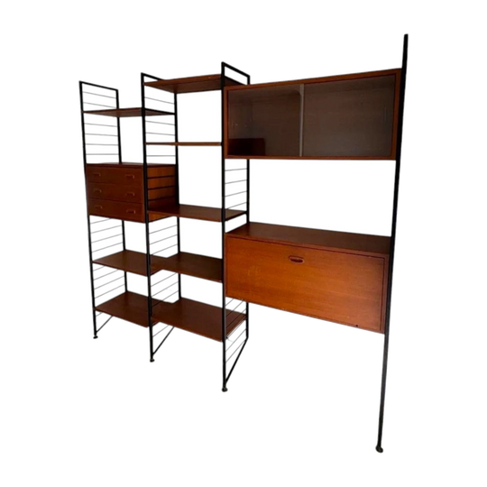 Vintage Ladderax 3 Bay Modular Shelving Unit