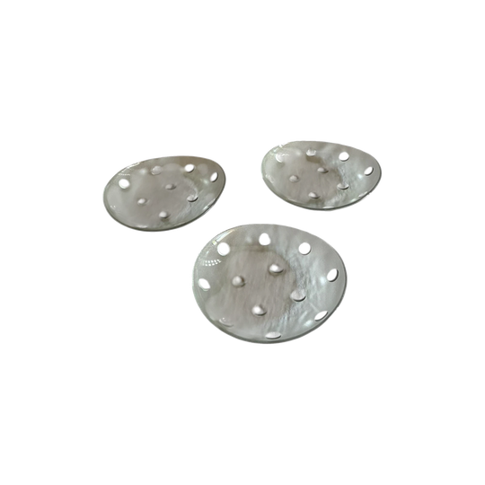 Set of Three Frosted Glass Serving Dishes with Applied Dots 1970s