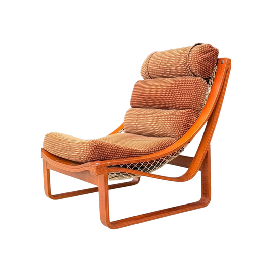Vintage Tessa T4 Armchair In Groovy Brown Velvet Tasmanian Blackwood Frame