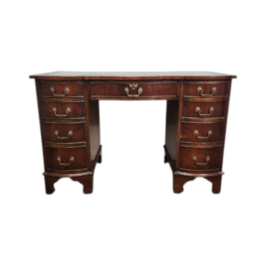 Vintage Mahogany Desk with Green Leather Top