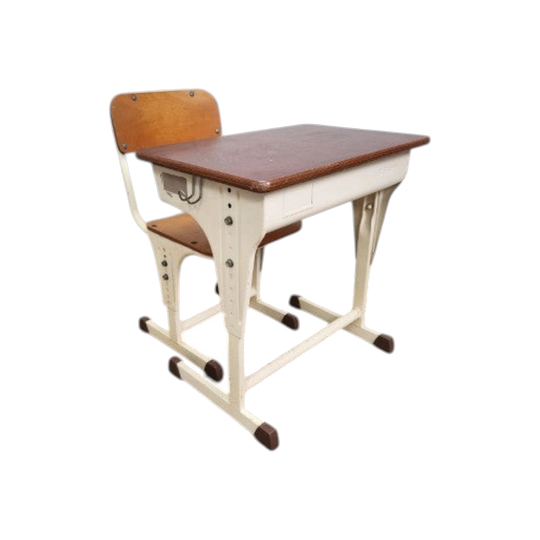 Vintage Japanese School Desk with Chair