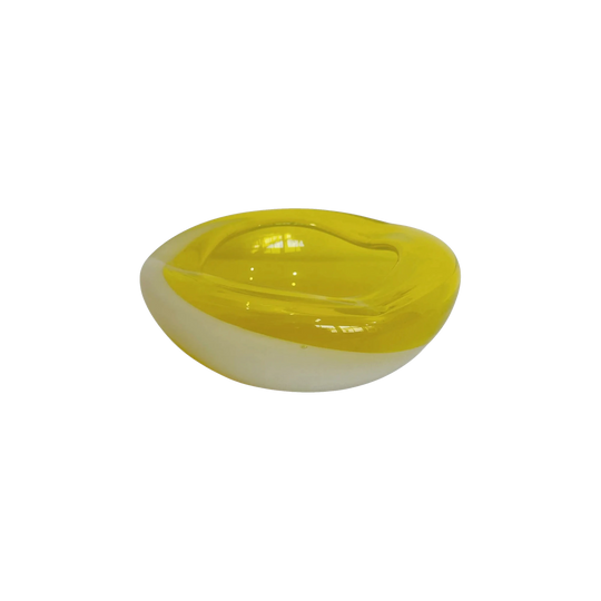Vintage Sommerso Glass Ashtray- Yellow & White
