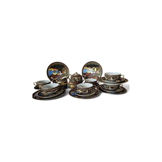 Vintage Satsuma, 21 PCS tea set Moriage, Japanese. mid 20th century