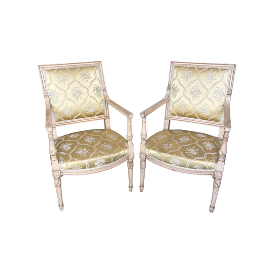 A Pair of French Louis XVI Style Painted Fauteuils, c.1890