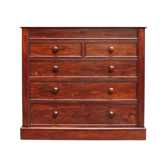 Antique English Mahogany Six Drawer Chest of Drawers, Graduating Drawers. B13130