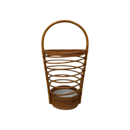 Italian Mid-Century Bamboo and Rattan Umbrella Stand