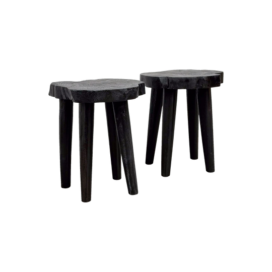 Teak Slice Stool - Black