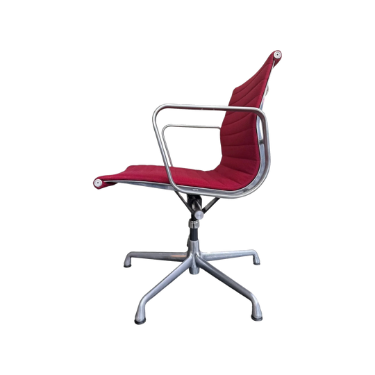Herman Miller Eames Aluminium Group Management Chair, Red Upholstery | Polished Aluminium Frame I Verified Authentic