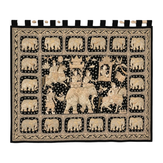 VINTAGE BURMESE KALAGA EMBROIDERED TAPESTRY