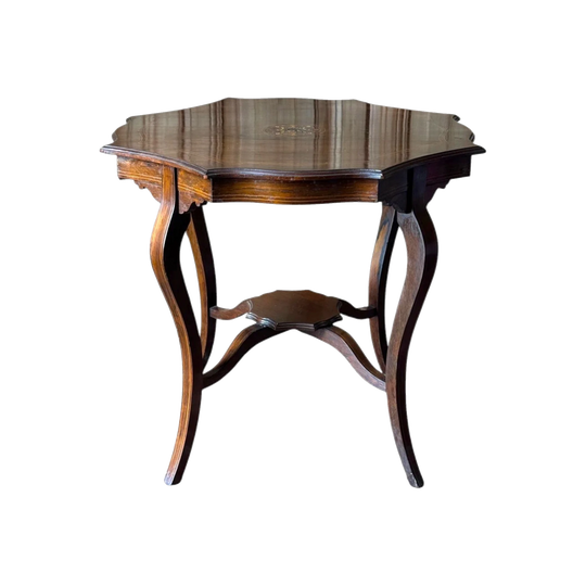 Antique Edwardian Rosewood Marquetry Tiered Centre Table