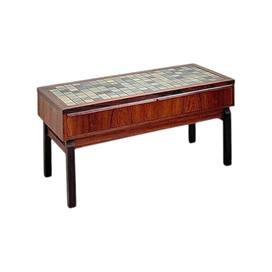 Danish Rosewood & Tile Inlaid Console Drawers
