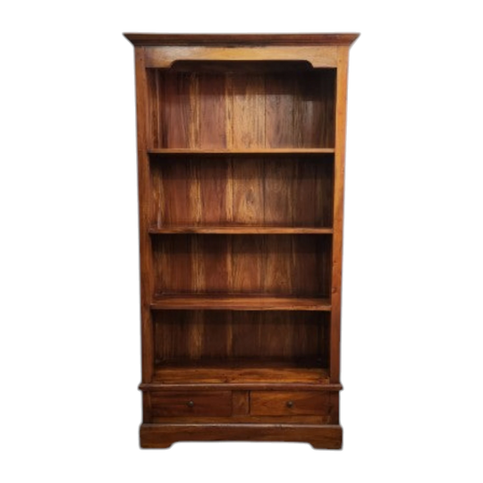 Hardwood Timber Bookcase with 2 Drawers