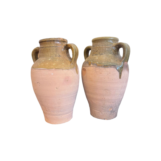 Vintage Two Handle Glazed Top Turkish Pots