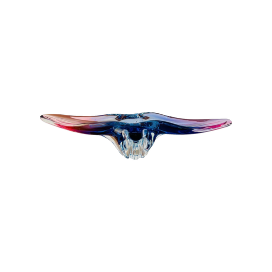 Josef Hospodka Chřibská Glass Centerpiece | 51cm Pink Blue Sommerso Bowl (1960s)