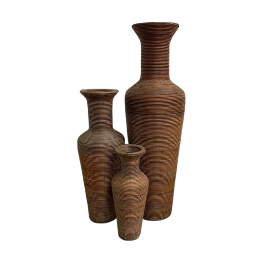 Set Of 3 Pencil Cane Vases