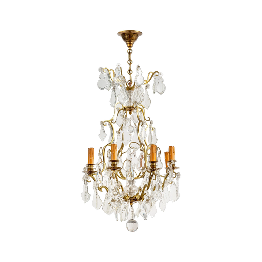 A very pretty gilt metal and crystal eight branch Parisian Chandelier, French Circa 1900