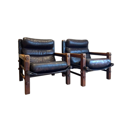 Pair of Norman Archibald Nore Leather Lounge Chairs (1970s)
