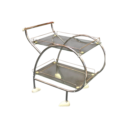 Gorgeous 1930s Art Deco Chrome Drinks Cart / Trolley