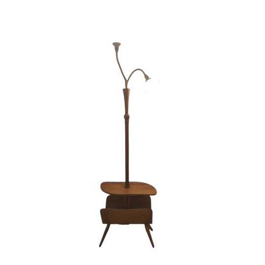 Fully Restored MCM Retro Solid Teak Floor Lamp