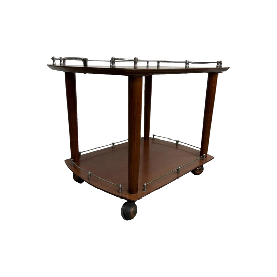 Mid Century Modern 1960's Compact Gallery Top Side Table Trolley*