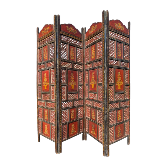 Vintage Indian Hand Carved Jali Room Divider Circa 1950s