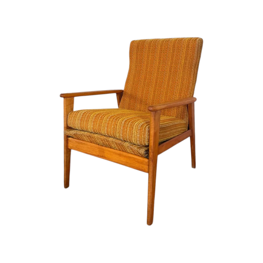 Vintage Mid Century Timber Armchair - Lightly Restored with Original Upholstery