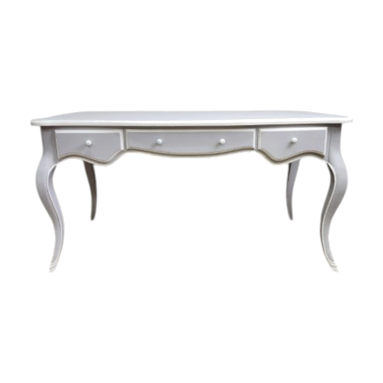 French Provincial Desk in Grey with White Trim