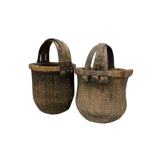 Antique Chinese Basket With Bamboo Handle