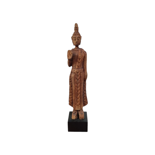 Antique Thai Sukhothai-Style Standing Buddha Carving