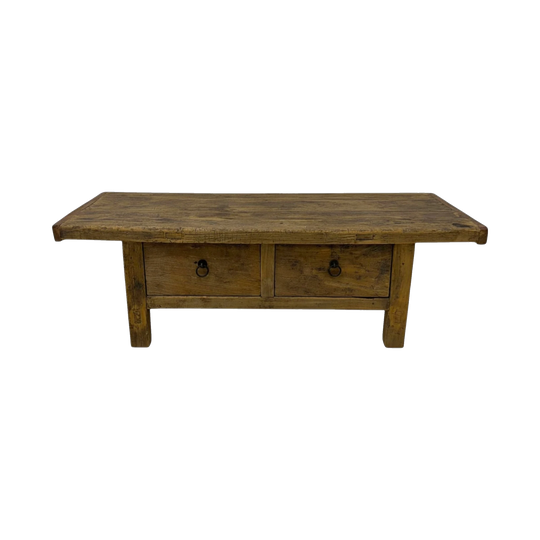 Chinese Low Elm Coffee Table With two Drawers | 112x42x36cm